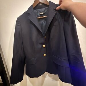 J. Crew Dark Blue wool Blazer with Gold Buttons